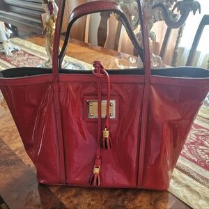 Dolce & Gabbana pattent Leather logo plague tote bag